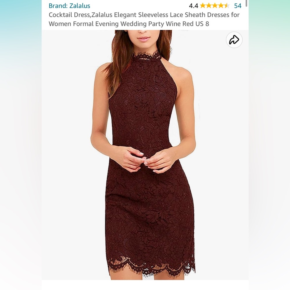 Zalalus Wine Red Lace Cocktail Dress
